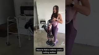 How to fold a rolling walker and a rollator.