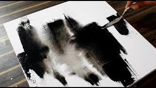 Making of Abstract Painting on Canvas / Black & White / Acrylics / Project 365 days / Day #0116