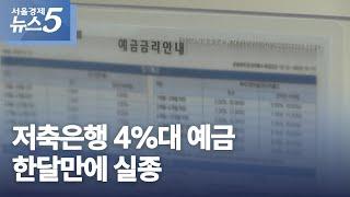 저축은행 4%대 예금 한달만에 실종