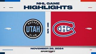 NHL Highlights | Utah HC vs. Canadiens - November 26, 2024