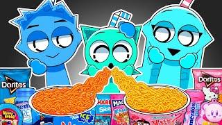 INCREDIBOX SPRUNKI - Sprunki OC Aqua Family Convenience Store Food Mukbang Animation | ASMR