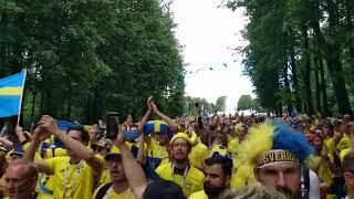 Swedish fans outside stadium before game against Switzerland World Cup 2018 in St. Petersburg