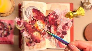 ASMR ️Red color Sparta theme️ Aesthetic journaling scrapbooking Collage / Vintage stationery