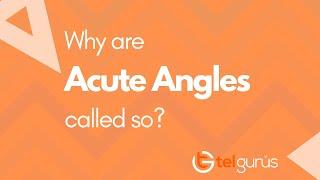 Why Are Acute Angles Called So? | Learn  Math's Concepts With TEL Gurus