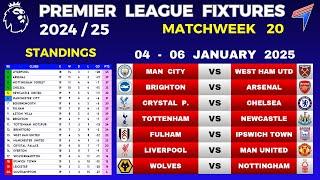 EPL FIXTURES TODAY - Matchweek 20 • EPL Table Standings Today • Premier League Fixtures 24/25