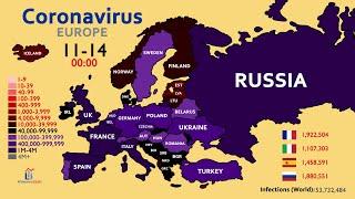 The Spread of Coronavirus in Europe (Map Timelapse since January)