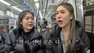 한국 지하철에서 처음 목격한 상황에 넋나간 베트남 직원... (시민의식수준)