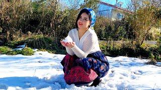 Village Life in Iran Winter: Delicious food cooked by a village girl | Rural lifestyle