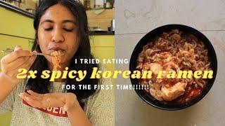 I tried 2x Spicy Korean Noodles for the first time | Did I burn my mouth?