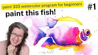 Colorful watercolor fish tutorial - paint 333 watercolor program for beginners lesson 1