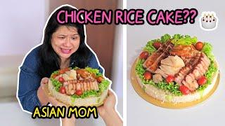 SURPRISING ASIAN MOM WITH CHICKEN RICE CAKE (OMG!!)