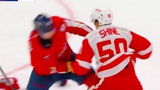 Brandon Duhaime Dominik Shine Fight | Detroit Red Wings vs Washington Capitals 2025 NHL Highlights