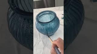 Acrylic pouring on glass vase | thrift flip