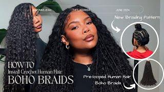 THE FULLEST CROCHET BOHO BRAIDS WITH HUMAN HAIR | NEW TECHNIQUE | MAINTENANCE | STYLING Ft YGWIGS