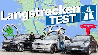 Bestes E-SUV für die Langstrecke? Tesla Model Y vs. Skoda Enyaq iV80 vs. Hyundai IONIQ 5