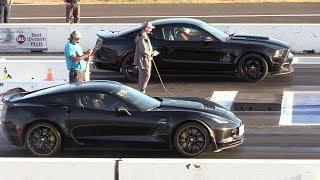 Zo6 Corvette vs Mustang Roush Stage 3 - drag race