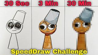 Drawing INCREDIBOX SPRUNKI ( BRUD - BROWN ) in 30 Sec, 3 Min and 30 Min.