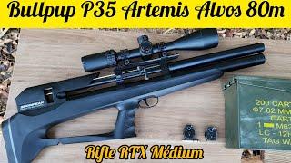 BULLPUP P35 ARTEMIS 5.5 ALVOS A 50M, 70 E 80M E FINALIZANDO AGRUPAMENTO 30 METROS CHUMBO RTX MEDIUM