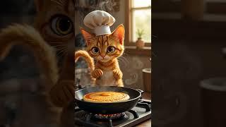 Chef Meow’s Secret Pancake Recipe REVEALED! ! ️ #ai #cute #cat #cooking #pancake