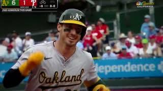 Oakland Athletics Brent Rooker hits 452 ft home run, his 2nd bomb of game, vs. Philadelphia Phillies