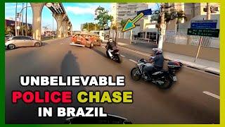 Unbelievable high-speed motorcycle police chase on the streets of brazil