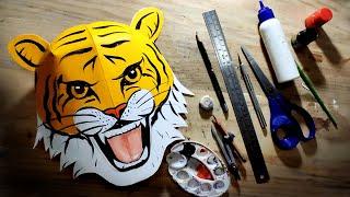 How to Make OPEN MOUTH TIGER MASK Out of Paper || #maskmaking #animalmask