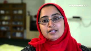 Zeenat Sunhail after praying at Ahmadiyya Muslim Community mosque in #BayPoint "please Trump don't d