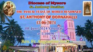 ST. ANTHONY'S BASILICA, DORNAHALLI || NOVENA MASS || LIVE STREAM || 08-06-2024