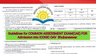 Guidelines for COMMON ASSESSMENT EXAM(CAE) FOR Admission into ICONIC OAV  Bhubaneswar