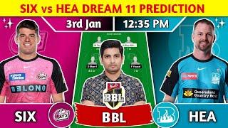 SIX vs HEA Dream11 Team, SIX vs HEA Dream11 Prediction, SIX vs HEA Big Bash League T20 Dream11 Team