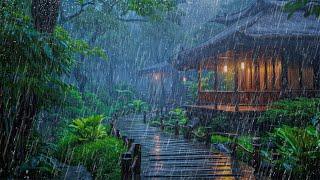 Beat Anxiety to Deep Sleep Instantly with Continuous Heavy Rain  Calm Thunderstorm Sounds at Night