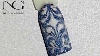 Как рисовать вензеля с блестками на ногтях. Periscope / How to draw monogram on the nails