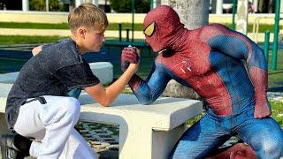 World Strongest Boy vs Spider Man Arm Wrestling Battle!