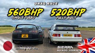 ICONIC LEGENDS.. 520HP FORD SIERRA RS500 v 560HP TOYOTA SUPRA