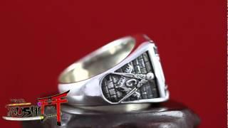 925 Sterling Silver Antique Knights Templar Masonic Ring "In Hoc Signo Vinces"