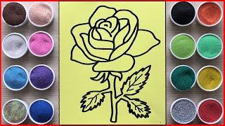 Colored sand painting beautiful roes - Sand art - How to coloring with colors sand (Chim Xinh)