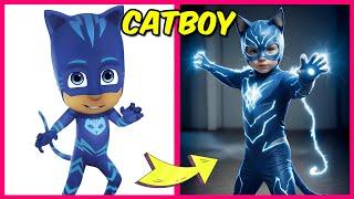 PJ Masks Charcaters in REAL LIFE  + Guess The Voice + Their Favorite Movies & More! | Catboy