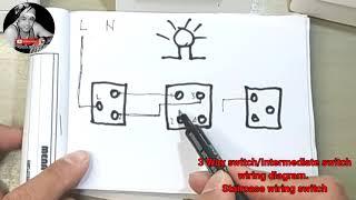 3 Way switch/Intermediate switch wiring diagram (Staircase wiring lights switch)