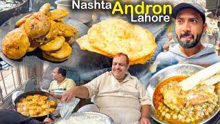 150 Years Old LAHORE Street Food ANDROON  Saleem Butt Motton Channy | Jeda Lassi wala & Halwa Pori