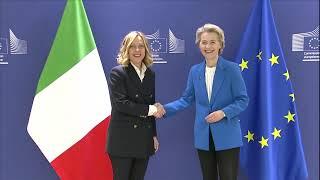 President von der Leyen receives the Prime Minister of Italy Giorgia Meloni