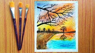 Watercolor Sunset Painting | Step by Step for beginners | Delight Paintings |