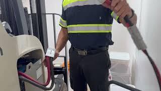 How to charge an Electric Forklift Crown RC5500