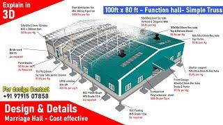 Simple truss work - 100ftx80ft - Marriage Function hall - Metal roofing in tamil