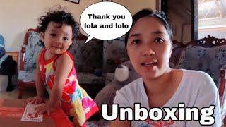 Unboxing gifts from lola at lolo|Milkteahan tambayan ng mga bata