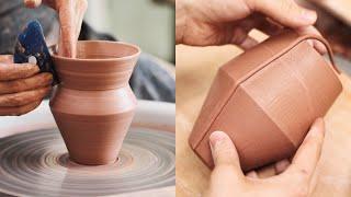 How I Make Angular Stoneware Vases with Linear Markings