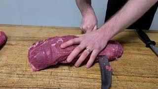 How to Butcher Flat Iron Steak.  #Butchersecretsteak #3.