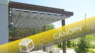 SlideCanopy- Slide on cable canopy, retractable awning, pergola cover, waterproof movable roof