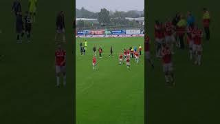 Ryan Barnett RED CARD McClean gives away a Penalty Paul Mullin scores 2 Wrexham V Crewe ended 3 all