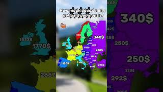 How much does soldier get paid per month? #europe #shorts #viralvideo #geography #history #mapper
