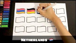 I draw all the country flags with 3 horizontal lines #flags